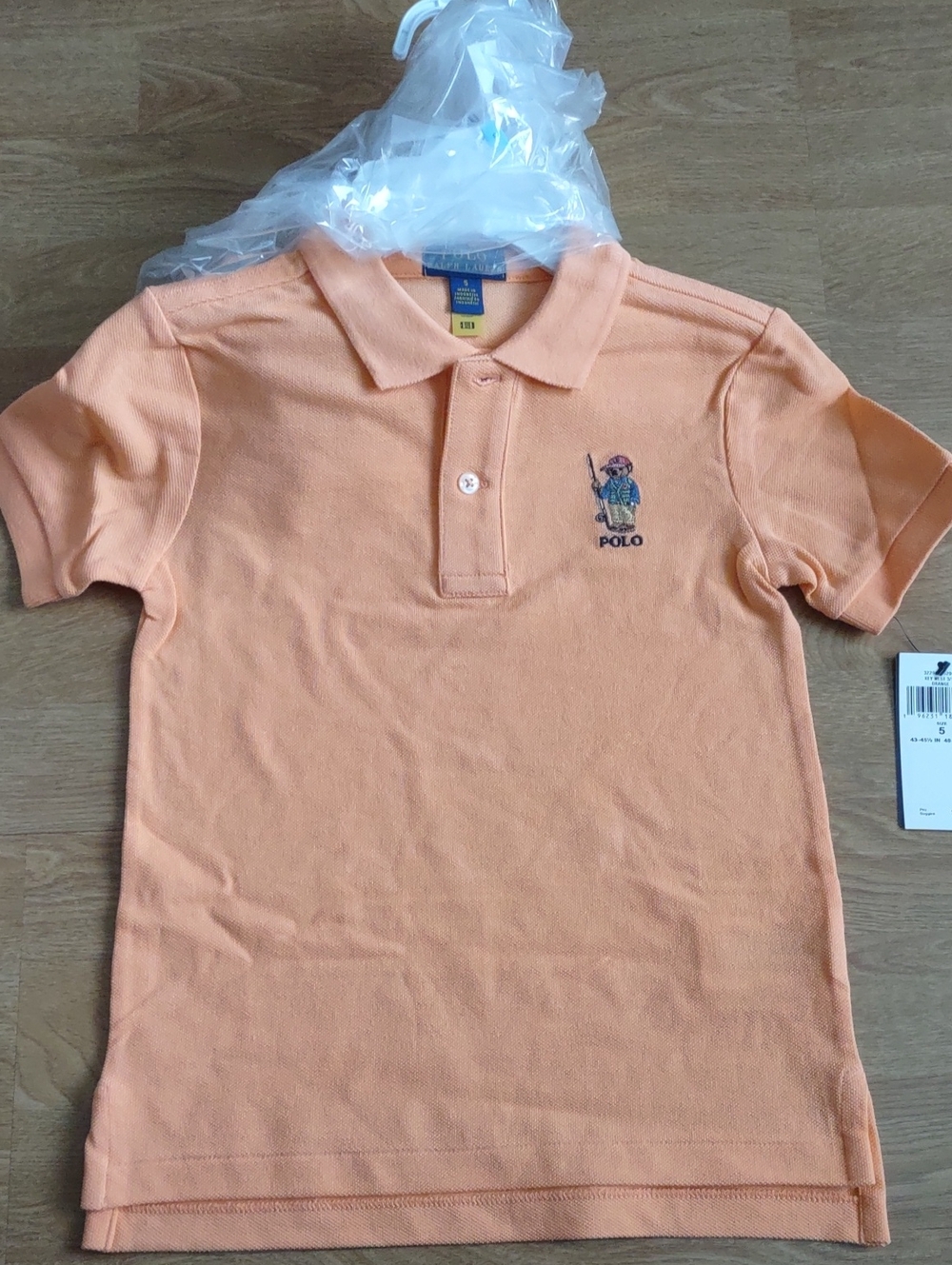 Polo by Ralph Lauren Kids Light Peach Polo Shirt with Bear Embroidery